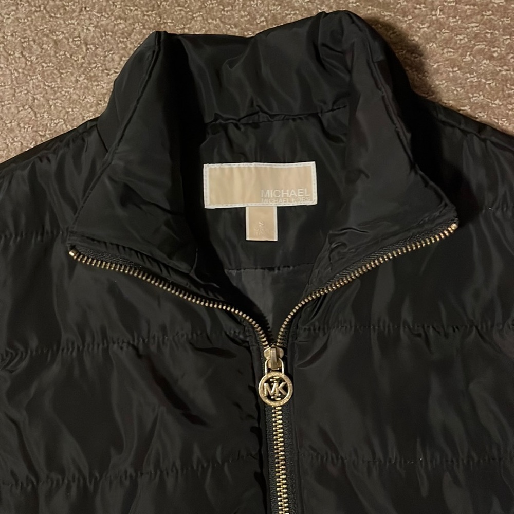 michael kors long black puffer vest